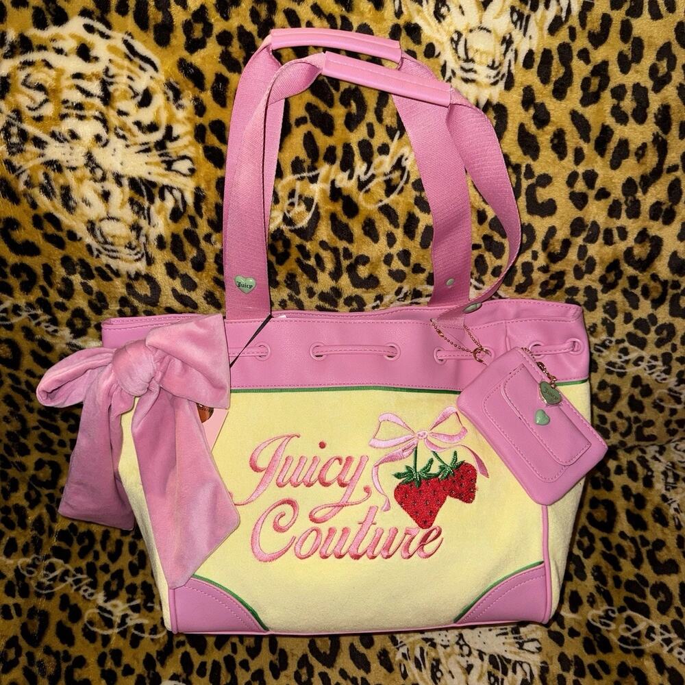 Juicy Couture Exclusive Yellow Iris Retro Strawberry Daydreamer Tote - Picture 5 of 6